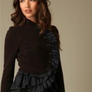 Free People Black Jacket with Ruffle Detail